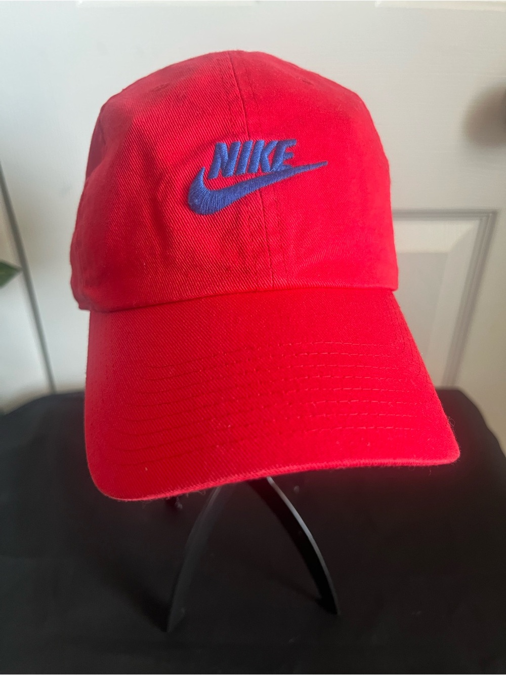 Nike Red Baseball Cap with Blue Logo